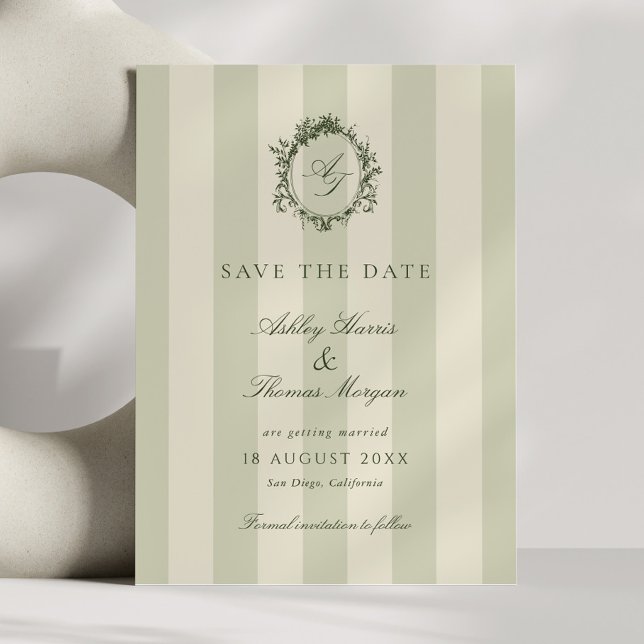Salbeigrünes Wappen Hochzeit Save The Date (Von Creator hochgeladen)