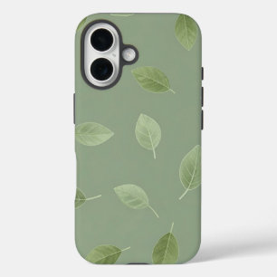 Salbeigrünes Wasserfarben-Blattmuster iPhone 16 Hülle