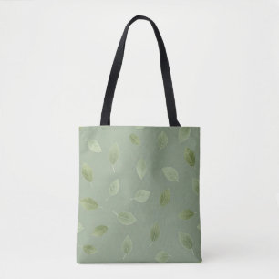 Salbeigrünes Wasserfarben-Blattmuster Tasche
