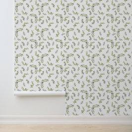 Salbeigrünes Wasserfarben-Chic-Oliv-Muster Tapete