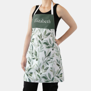 Salbeigrünes Wasserfarben-Französisch-Olive-Eigenn Schürze
