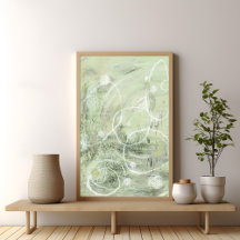 Salbeigrünes zeitgenössisches abstraktes Kunstpost