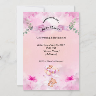 Salbeirosa Babyparty-Einladung
