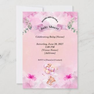 Salbeirosa Babyparty-Einladung
