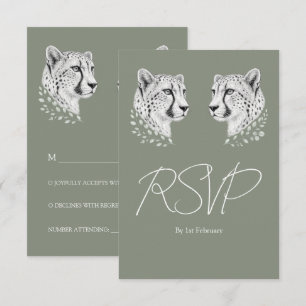Salbeiweiß Gepard Hochzeit Eleganter Safari-Stil RSVP Karte