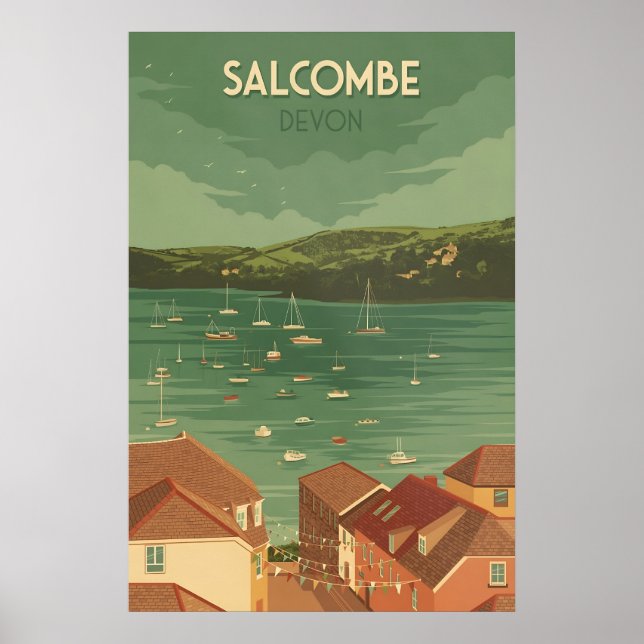 Salcombe Devon Reiseplakat Poster (Vorne)