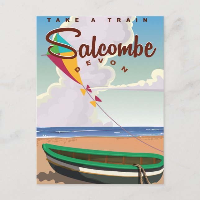 Salcombe, Devon Vintage Travel Poster Postkarte (Vorderseite)