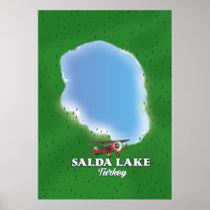 Salda Lake Turkey Landkarte Poster