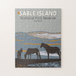 Sale Island National Park Reserve Kanada Vintag<br><div class="desc">Sable Island National Park Reserve Vektorgrafik Design. Der Park ist eine abgelegene Barriere Sandbar Zuhause für Wildpferde,  eine große graue Siegel-Kolonie,  plus mehrere Offshore-Wracks.</div>