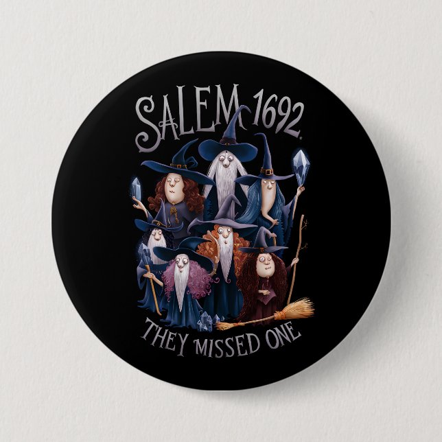 Salem 1692 fehlte eine Halloween-Hexe Button (Vorderseite)