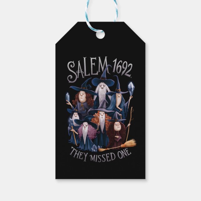 Salem 1692 fehlte eine Halloween-Hexe Geschenkanhänger (Rückseite)