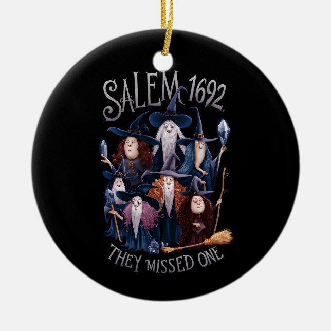 Salem 1692 fehlte eine Halloween-Hexe Keramik Ornament (Vorne)