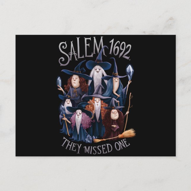Salem 1692 fehlte eine Halloween-Hexe Postkarte (Vorderseite)