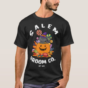 Salem Broom Company Halloween-Schwarze Katze Hexe  T-Shirt