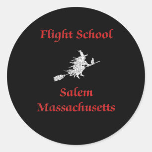 Salem Flight School Halloween Hexenkleidung Gesche Runder Aufkleber