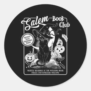 Salem Hexe Book Club Bookro Halloween Blac Runder Aufkleber