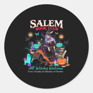 Salem Hexe Book Club Halloween Lesebuch Lover Runder Aufkleber