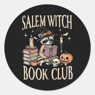 Salem Hexenbuch Club Halloween Raccoon Witwe Read Runder Aufkleber