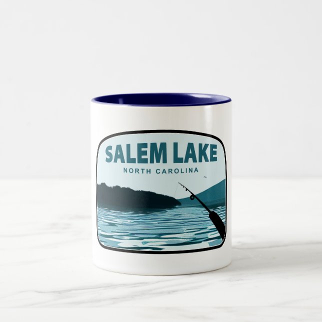 Salem Lake North Carolina Fishing Rod Zweifarbige Tasse (Mittel)