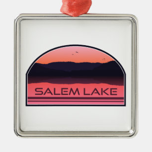 Salem Lake North Carolina Roter Sonnenaufgang Ornament Aus Metall