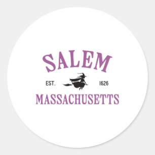 Salem Machusetts Rotzunge Broomstick Halloween Runder Aufkleber