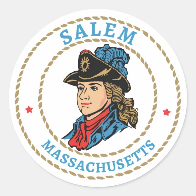 Salem Massachusetts Colonial Runder Aufkleber (Vorderseite)