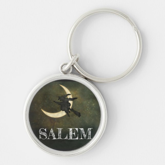 Salem Massachusetts Hexe über MondHalloween Schlüsselanhänger (Vorne)