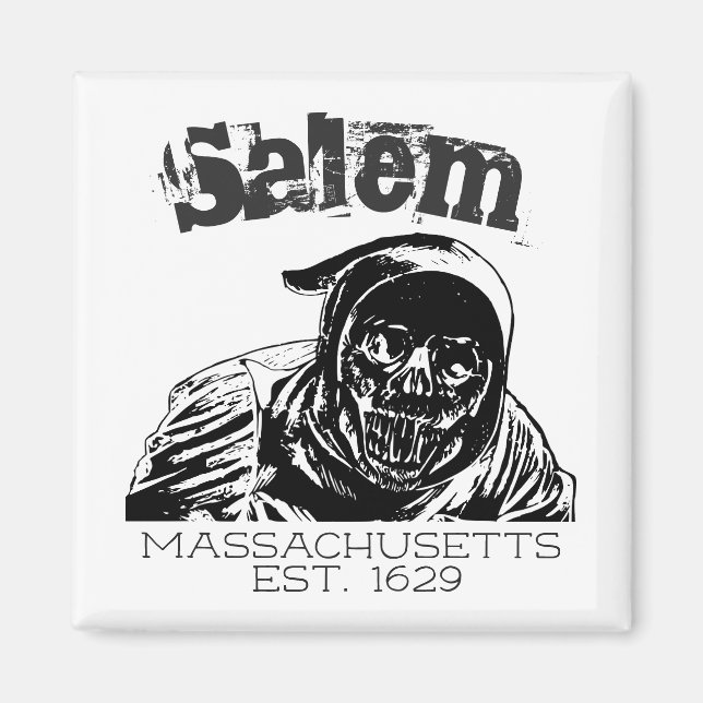 Salem Massachusetts Skull Grim Sensenmann Magnet (Vorne)