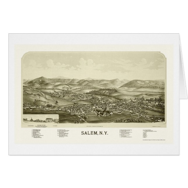 Salem, NY panoramische Karte - 1889 (Vorderseite (Horizontal))