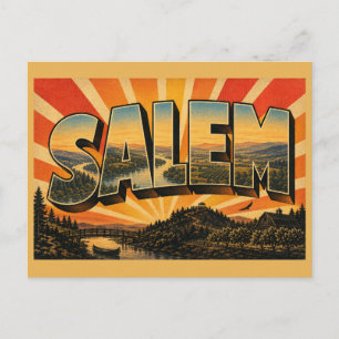 Salem Oregon Fluss Tal Ackerland Kunst Postkarte