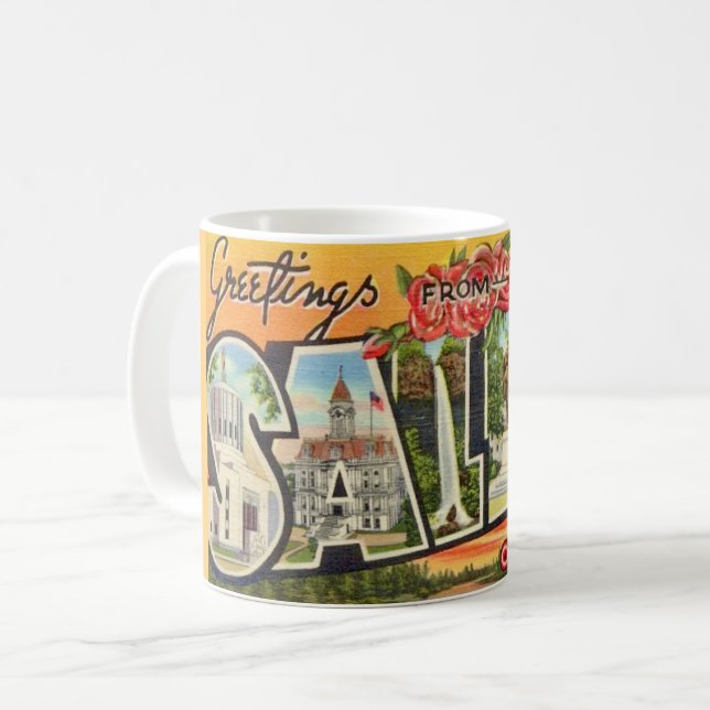 Salem Oregon Greetings Kaffeetasse (Vorderseite Links)