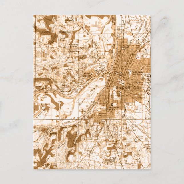 Salem Oregon Vintage Karte (Vorderseite)