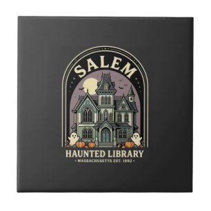 Salem Verzauberte Bibliothek Halloween Design_1 Fliese