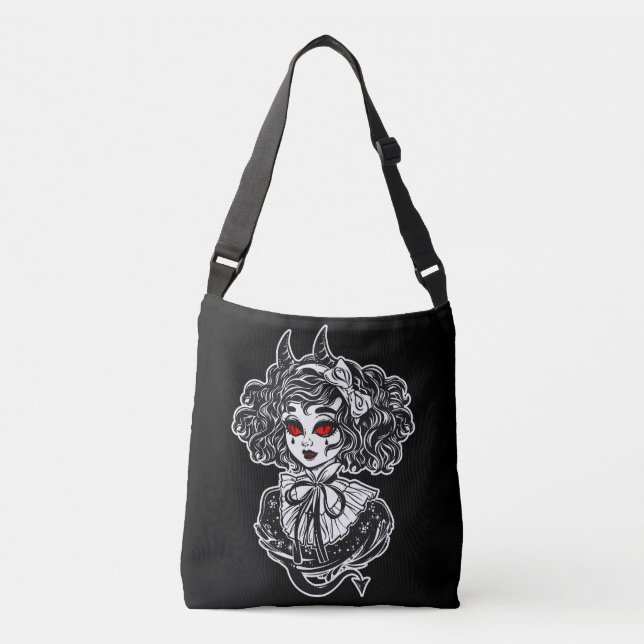 Salem Witch Illustration Art Tragetaschen Mit Langen Trägern (Vorderseite)