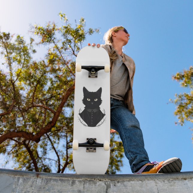 Salems verzauberte schwarze Katze Skateboard (Außenbereich 1)