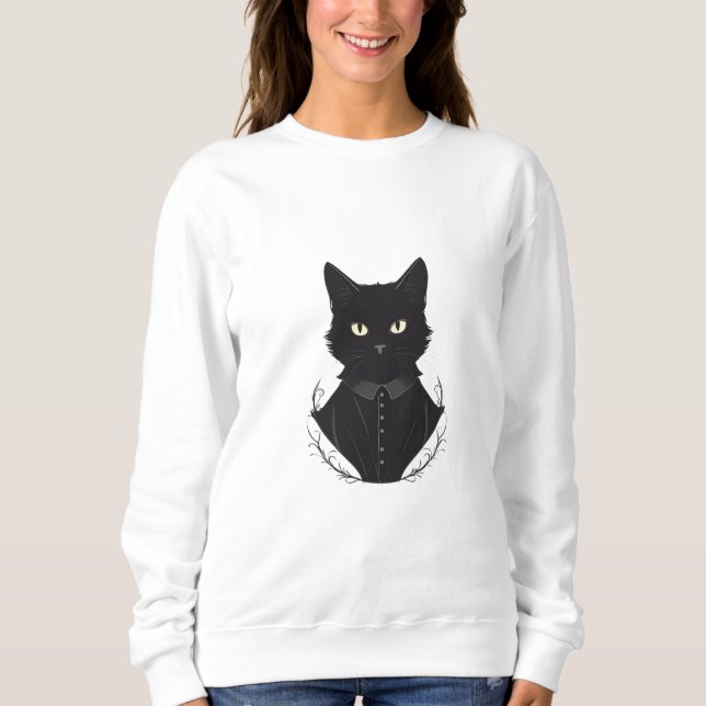 Salems verzauberte schwarze Katze Sweatshirt (Vorderseite)