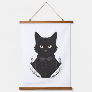 Salems verzauberte schwarze Katze Wandteppich Mit Holzrahmen