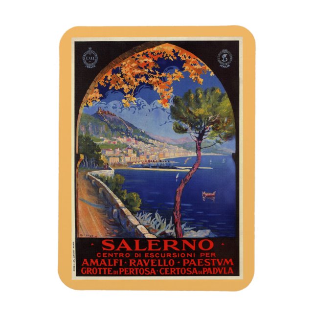 Salerno Italien Vintage Sommerreisen Magnet (Vertikal)