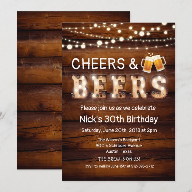 Salers et bières Rustic Wood Invitation (Devant / Derrière)