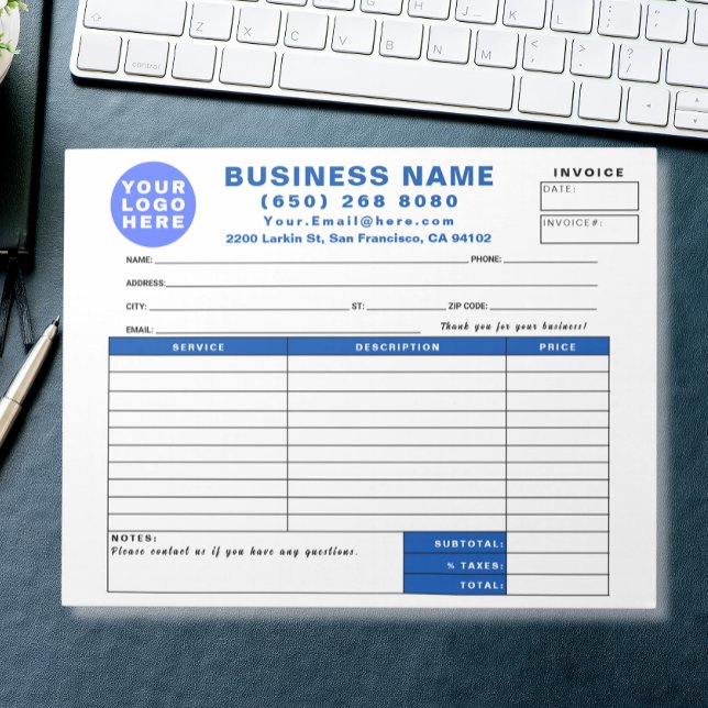 Sales Invoice Form Custom Printed with Your Info Notizblock (Von Creator hochgeladen)