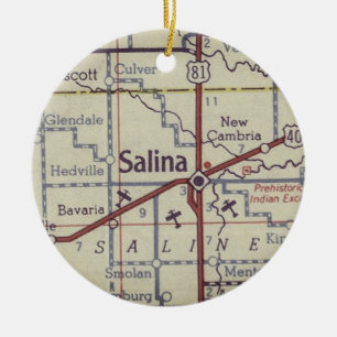 Salina Kansas Vintage Karte Keramik Ornament