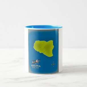 Salina, Sizilien Karte Reiseplakat Karte Zweifarbige Tasse