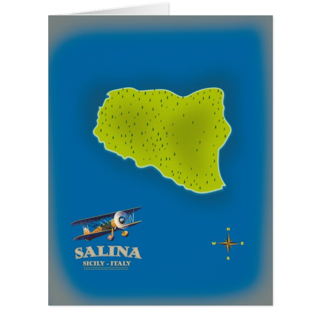 Salina, Sizilien Reiseplakatkarte (Vorderseite)