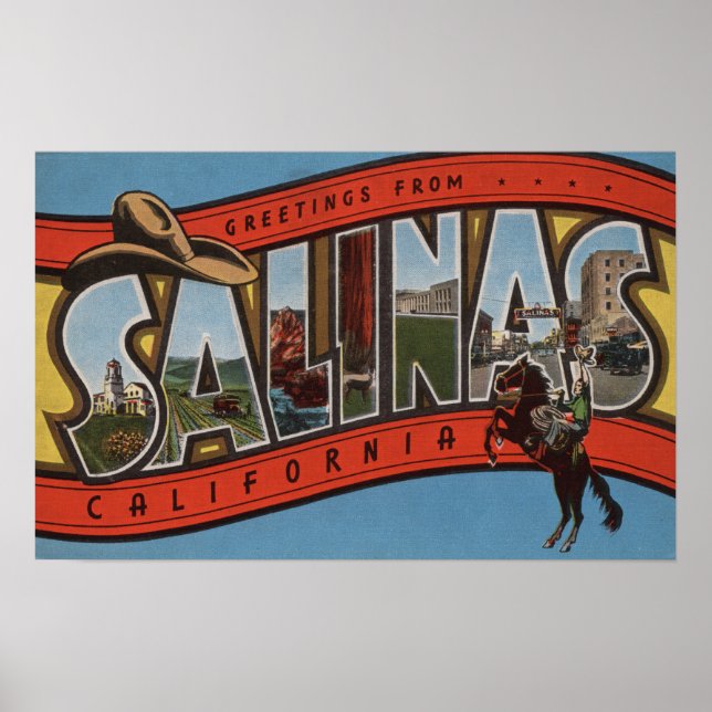 Salinas, Kalifornien - Große Buchstabenszenen - Ro Poster (Vorne)