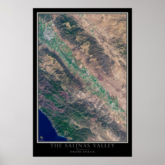 Salinas Valley California Satelliten-Poster-Karte Poster (Vorne)