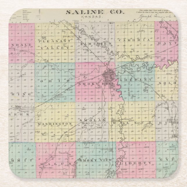 Saline County, Kansas Rechteckiger Pappuntersetzer (Vorderseite)