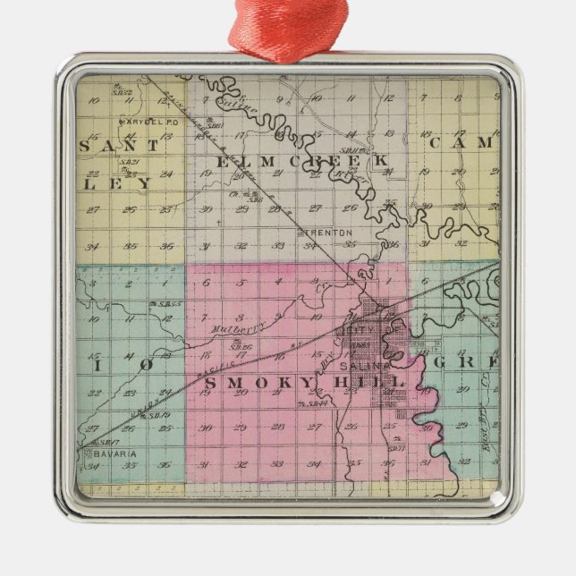 Saline County, Kansas Silbernes Ornament (Vorne)