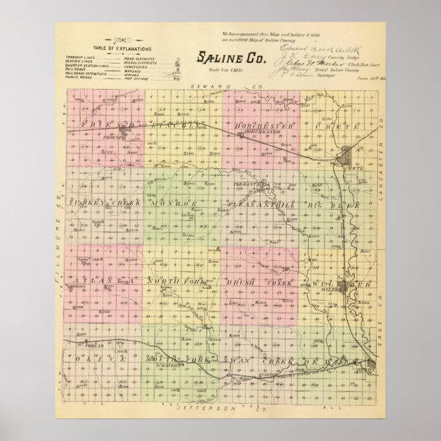 Saline Landkreis, Nebraska Poster (Vorne)