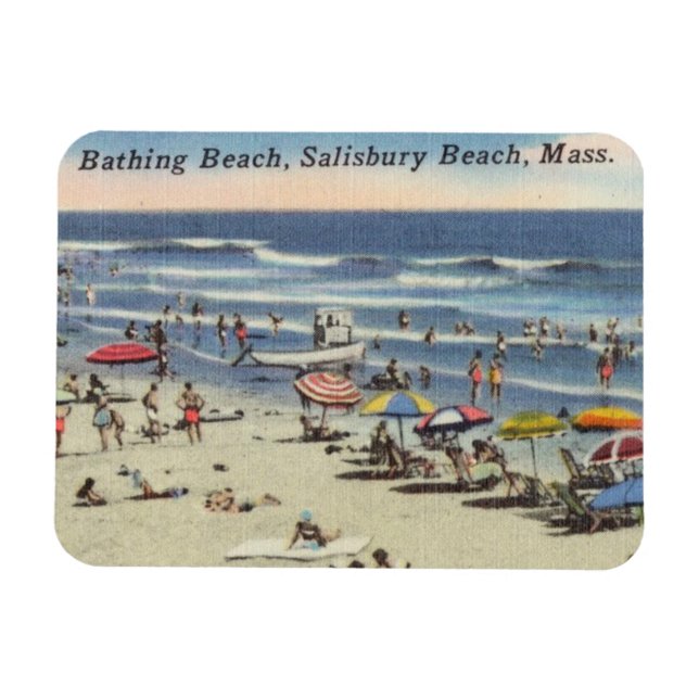 Salisbury Beach, MA - Vintager Ozean Magnet (Horizontal)