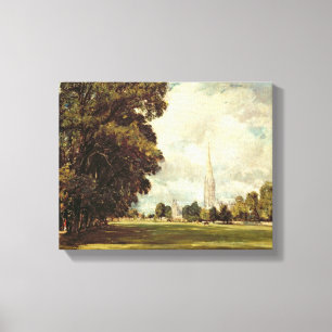 Salisbury-Kathedrale vom unteren Sumpf nah, 1820 Leinwanddruck